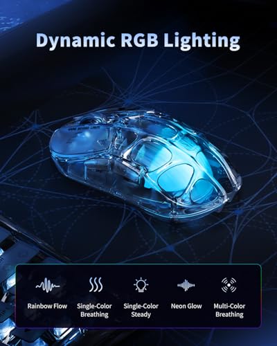 Image of GravaStar X AIR Wireless Gaming Mouse, Futuristic Skeleton Design, True 8K Performance, PAW3950 Sensor, RGB Lighting, 56g Lightweight, Tri-Mode Connectivity