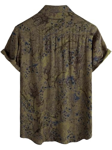 Image of JOTOOK Mens Hawaiian Shirt Short Sleeve Button Down Tropical Shirts Casual Floral Summer Beach Shirt