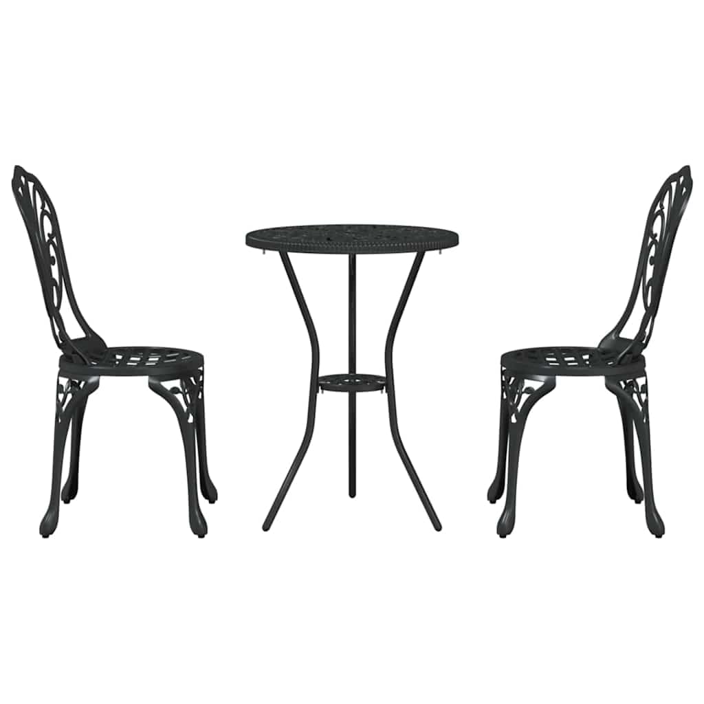 Aluminiowy nowoczesny bistro ogrodowy czarny 53x53x70.5 cm 2 krzesła stolik