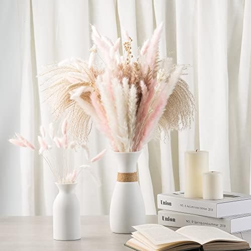 Total 110 pcs /9 Variousof Pampas Grass for Home Decor, Matches for Boho Decor,Dried Flowers for Wall Decor,Room Decor Dried Flowers for Kitchen Decor,Wedding Decor,Office Decor (Pink)