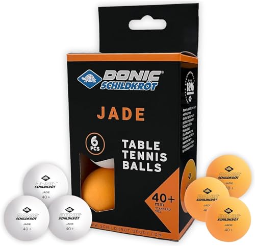 Donic Schildkröt Jade Pelotas Tenis de Mesa | Poly 40+ Oficial 40 mm | Pack 6 un. (3 Blancas + 3 Naranjas) | Ideal recreación y Entrenamiento