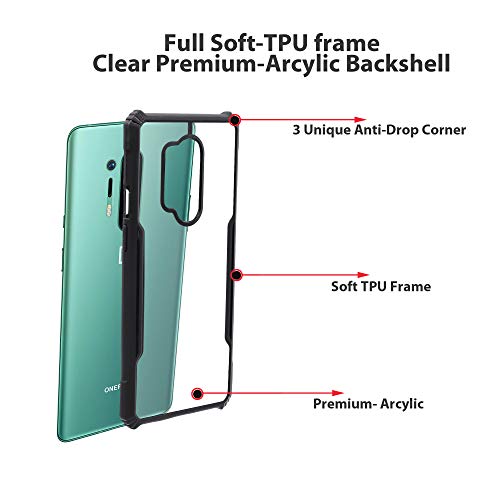 Image of LIRAMARK Transparent Clear Shock Proof Back Cover Case Designed for OnePlus 8 Pro / 1+8 Pro (Black)