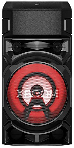 Image of LG RN5 500W Bluetooth, 2 USB, 1 MIC, Guitar, Karaoke Playback, DJ Effects, DJ Wheel, DJ Loop, DJ Pad, Sampler Creator, Multi-Color Lighting, Bass Blast XBOOM App Outdoor Speaker (Black)