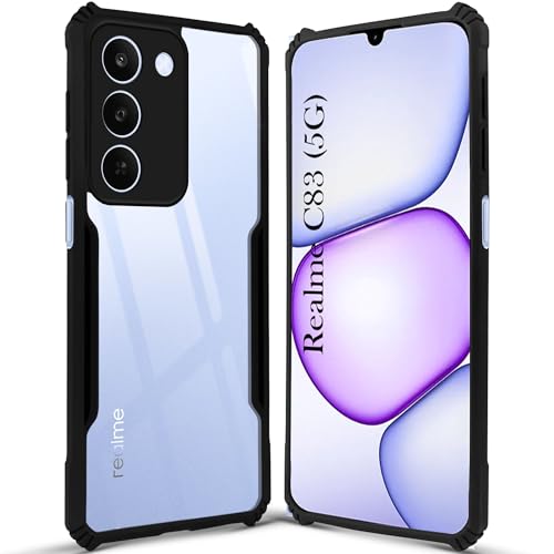Image of Jkobi Hybrid Back Cover Case for Realme C83 5G (Shockproof with Polycarbonate Clear Panel | Professional Black)