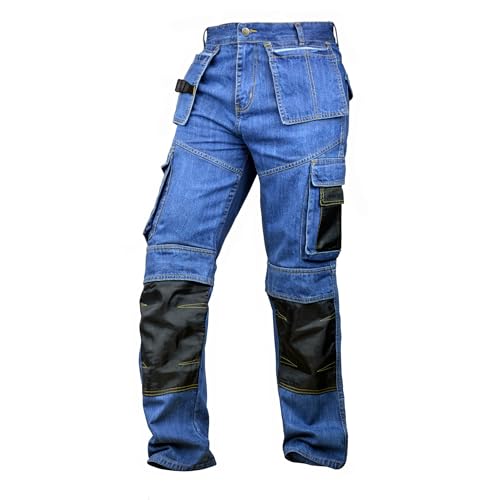 FASHIO FF Men’s Utility Work Jeans – Denim Cordura Work Pants with Holster Tool Pockets, Heavy-Duty Trouser for Men2