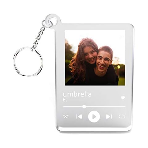 Bnesi Key ring in song cover design Personalized Acrylic Song with photo and desired text title (7 x 5 x0.5cm) Cover