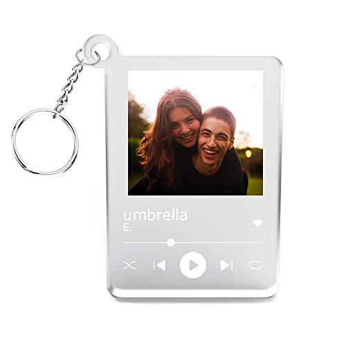 Bnesi Key ring in song cover design Personalized Acrylic Song with photo and desired text title (7 x 5 x0.5cm)