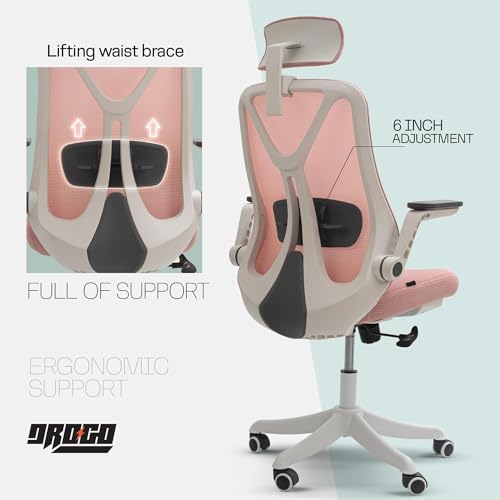 Image of DROGO Office Chair for Work from Home (White /Pink)