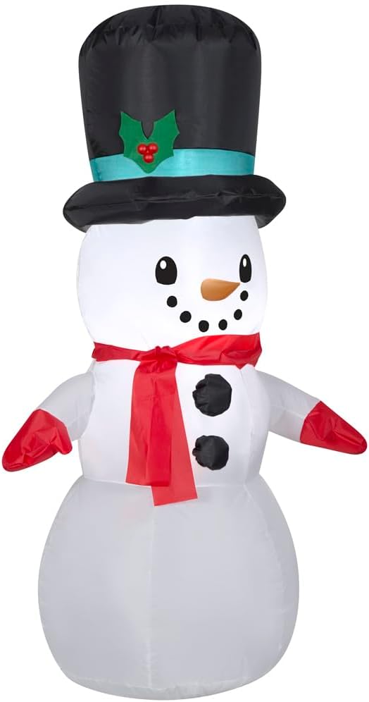 Gemmy Christmas Airblown Inflatable Snowman, 4 ft Tall, Multi