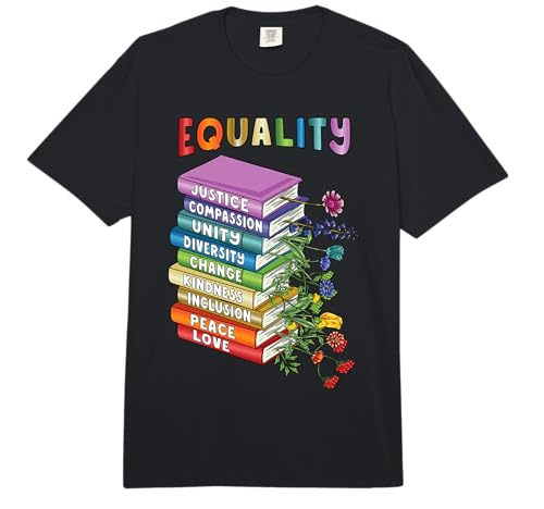 Pari Diritti Libri Gentilezza Pace Amore Inclusione Comfort Colors Adult Heavyweight T-Shirt
