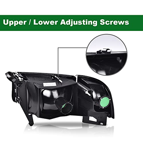 Image of GRAND ORANGE Headlights Assembly, Compatible with Dodge Ram 1500 2500 3500 1994 1995 1996 1997 1998 1999 2000 2001 2002 Black Housing Clear Corner Lamps（Clear lens Black Housing Amber Reflector）