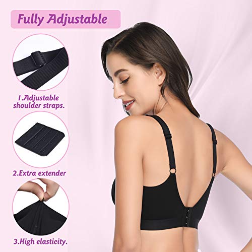 Lupantte Hands Free Pumping Bra, Comfortable Breast Pump Bra with Pads, Adjustable Nursing Bra for Pumping .Fit Most Breast Pumps Like Spectra, Lansinoh, Philips Avent etc. (Medium) Black