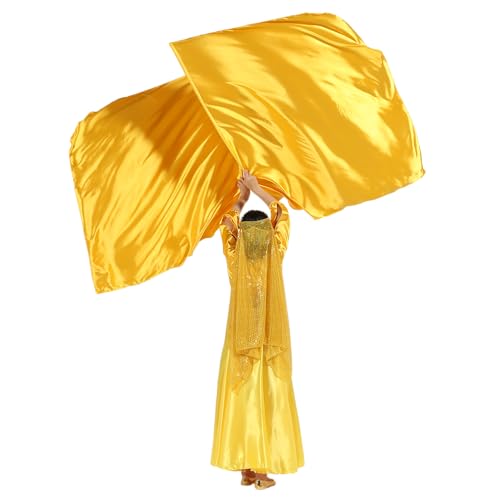 Baisdan 51'' * 45'' Satin Rectangle Worship Flags, Church Liturgical Praise Adoration Dance Banner with Scalable Rods 1 works(Gold)