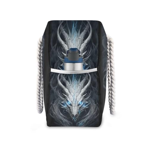 Grey Dragon Beach Bag & Travel Tote Bag Large Sandproof with Zipper Closure, Wet Pouch for Swim Gym Travel, Lightweight Foldable Outdoor Bag3