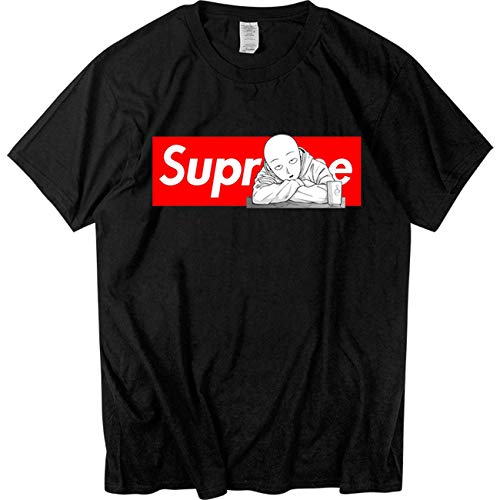 [qiaowa] アニメ One Punch Man ワンパンマン サイタマ Tシャツ メンズ レディース 半袖 綿 黒 夏 丸襟 ゆったり おしゃれ 通勤 通学 おおきいサイズ プリントＴシャツ 面白い ブラックのサムネイル