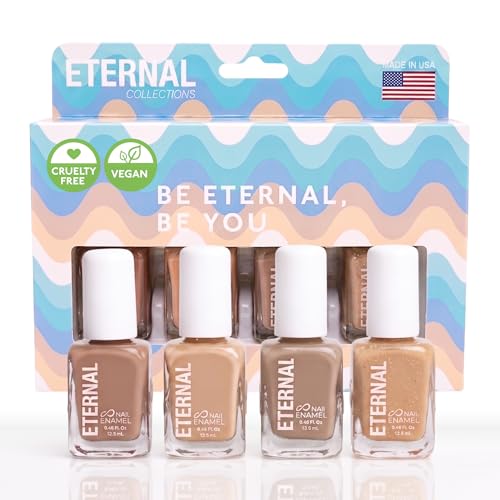 Eternal Nude Nail Polish Set for Women (LIGHT NUDES) - Brown Nail Polish Set for Girls | Lasting & Quick Dry Natural Nail Polish Kit for Home DIY Manicure& Pedicure | Made in USA 13.5mL (Set of 4)