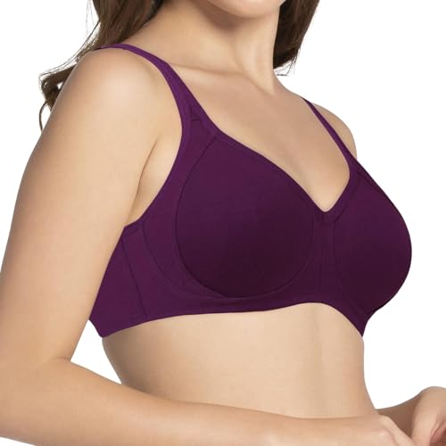 Image of Amante Women's Side Support Shaper Non-Padded Non-Wired Full Coverage Cotton Bra | Seamless Cups | Moisture-Wicking Fabric | High Support Everyday Bra