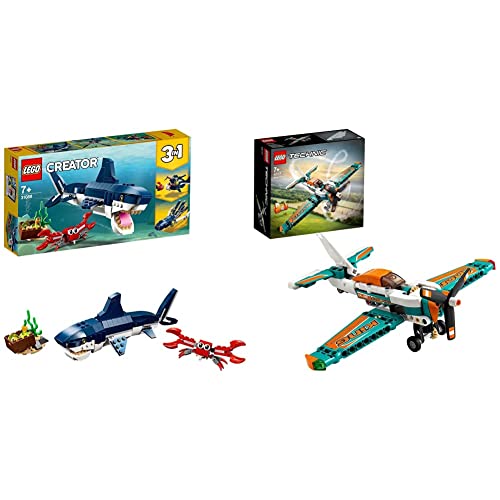 LEGO 31088 Creator 3in1 Deep Sea Creatures, Toys for Children 7+ Years Old & 42117 Technic Race Plane Toy to Jet Aeroplane 2 in 1 Building Set for Boys and Girls 7 Plus Years Old
