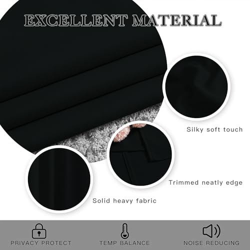 Imperial Rooms Eyelet Blackout Curtains for Living Room66x72 Inch Black Bedroom Curtains Super Soft Thermal insulated Curtain 2 Panels with Tiebacks - Cosy Home Interiors Imperial Rooms Eyelet Blackout Curtains for Living Room66x72 Inch Black Bedroom Curtains Super Soft Thermal insulated Curtain 2 Panels with Tiebacks - Image 6