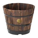 タカショー ウッドバレルプランター 深型 M PPW-02MN 奥行37×高さ30×幅37cm ブラウン