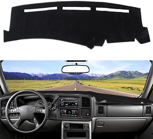 POSAID Dashboard Dash Board Cover Mat Carpet for 1999-2006 Chevrolet Silverado GMC Sierra, 2000-2006 Chevy Avalanche Tahoe Suburban GMC Yukon Pickup, Black