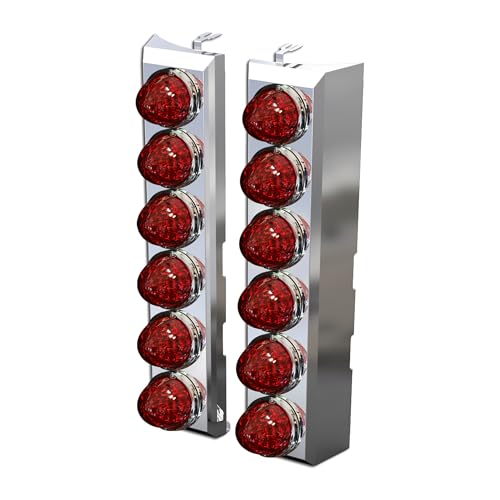 RealTruck RoadWorks | Peterbilt 589 Rear Breather Lights with (12) Watermelon Red/Red LED Lights (304) | N31061WM