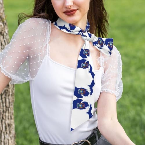 Michigan State Flag Map Print Scarf For Women Soft Silk-Like Scarves Silk Scarf Winter Scarf Clothing Accessories4