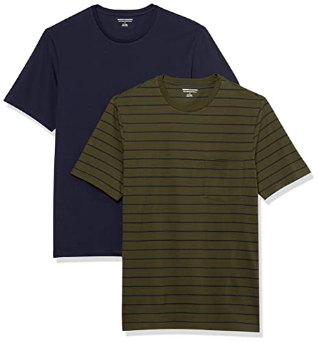 Image of Amazon Essentials Men's Short-Sleeve Crewneck Pocket T-Shirts, Pack of 2