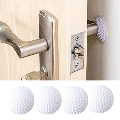 SOLDOUT™ 4 PCS Self Adhesive Rubber Door Buffer Wall Protectors Door Handle Bumpers For Door Stopper Doorstop Rubber Lock Crash Mat Pad (White, Pack of 4)
