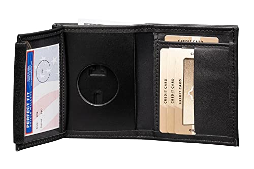 Perfect Fit Shield Wallets Texas Ranger Badge Wallet Black Leather Hidden Badge and ID Holder (Cutout 390)2