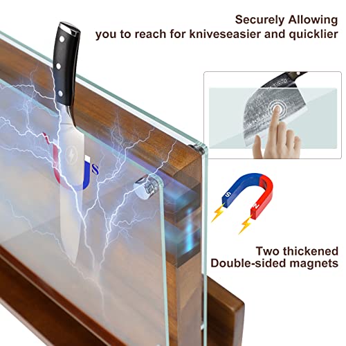 Kitchen Magnetic Knife Block With Acrylic Shield Double Side Knife Holder Rack Magnetic Stands With Strong Enhanced Magnets Multifunctional Storage Knife Stand For Kitchen Cutlery Display Organizer #TOP3