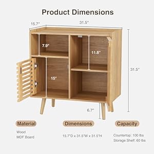 Storage cabinet 315 buffet cabinet with storage sideboard coffee bar cabinet with silding door for livingdining room kitchen hallway natural  urban country home decor