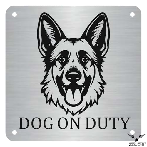 Image of Beware of Dog Sign, German Shepherd, 8x8 Inch, Durable Steel, Triple Mount