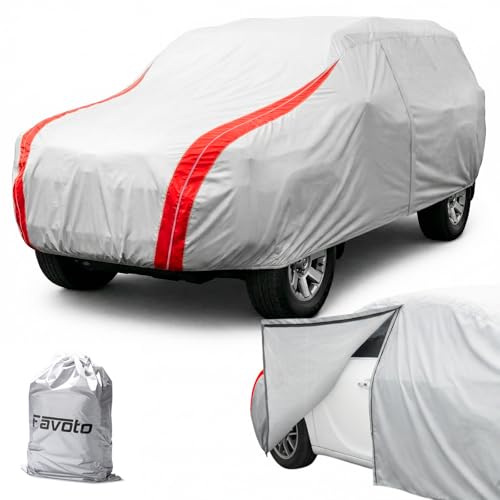 Image of Favoto Car Cover Waterproof Custom Fit for Toyota 4Runner (2003-2026) | Windproof Heavy Duty Car Cover for Automobiles Outdoor with Reflective Strips All Weather Rain Dust Snow UV Protection