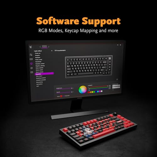 Image of Kreo Swarm 75% Gasket Mounted Wireless Mechanical Gaming Keyboard Bluetooth /2.4GHz, Hot-Swappable Pre-Lubed Switches, Double Shot PBT Keycaps, Customizable (GTMX Sense, Sasuke)