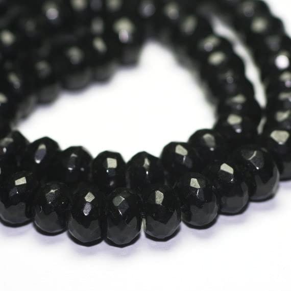 Rondelles Onyx Noir LKBEADS 8 mm Perles de Pierre Semi-Précieuse Facettée pour DIY