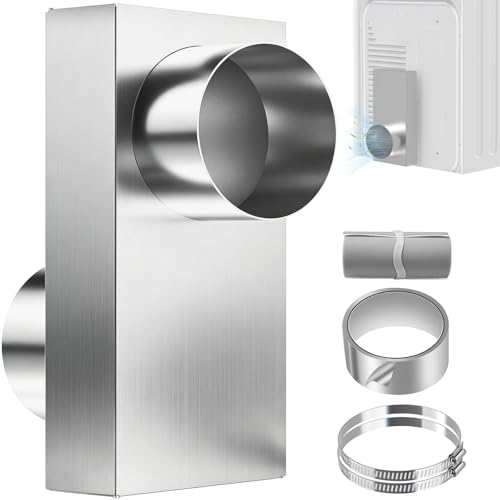 2026 Upgraded 84049 Periscope Dryer Vent Connector Kit 0-5 Adjustable Telescoping Exhaust Hose Space-Saving Close-to-Wall Aluminum Dryer Vent Replacement for Tight Spaces