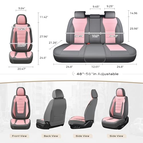 Image of Coverado Car Seat Covers Front, Seat Covers for Cars, Waterproof 2-Pack Car Seat Cushions, Leather Carseat Seat Protectors, Universal Seat Covers Fit for Most Sedans SUV Pick-up Trucks(Gray&Pink)