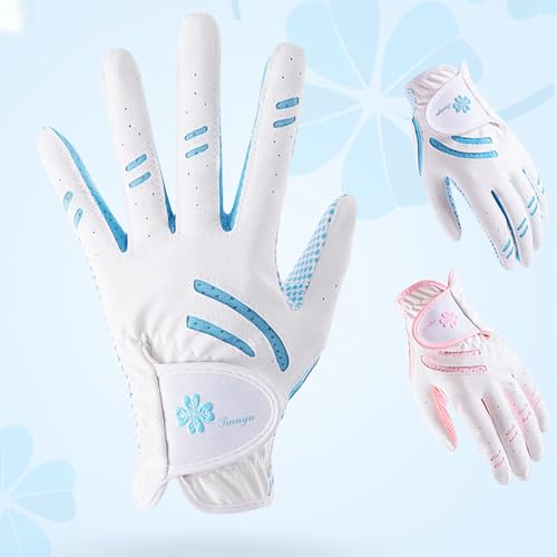 Guantes de golf para niños Lawaia de cuero elástico y transpirable en color rosa un par 6