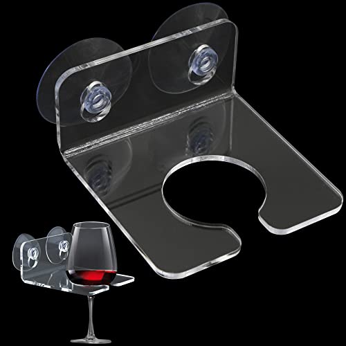 Porte Gobelet Vin Douche Support - Verre à Baignoire Boisson Ventouse BièRe Acrylique Portable Accessoires pour De Bain Chambre Salle Bains Bureau Home Decor Porte-Vin...