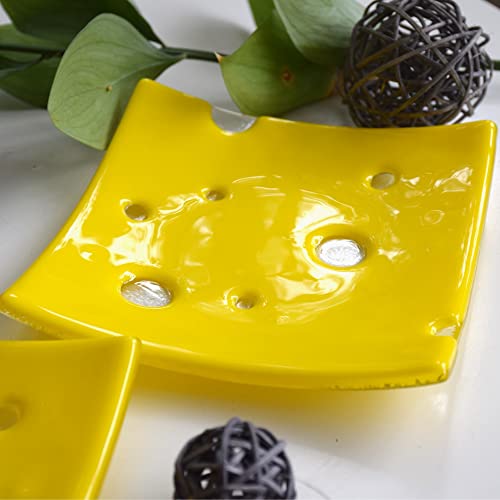 Small Fused Glass Cheese Plates For Wedding Or Birthday Gift- Serving Plate For Snack, Meat (11.81 * 11.81 Inc) #TOP18