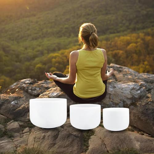 RYAN DVAN 432HZ Crystal Singing Bowl Set of 3, 6"B Crown, 7"A Third Eye, 8"G Throat with Case Suede Striker&O-Ring Sound Therapy for Yoga, Reiki, Chakra Healing Energy Tuning&Mindfulness Kit - Image 4