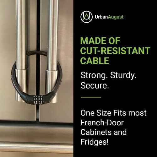 Urban August Fridge Lock: Multi-Functional Cable Combination Lock, for French-Door Refrigerators and Cabinets (Two)