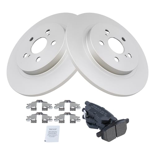 Image of TRQ Rear Brake Pad and Rotor Set Semi Metallic Coated Rotors Compatible with 2011-2017 Lexus CT200h