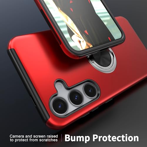 Yamink Case for Samsung for Galaxy S22 Plus with Tempered Glass Screen Protector,Hybrid 2 in 1 Protective Slim Fit Sturdy Phone Case with Invisible Magnetic Ring Kickstand for Galaxy S22 Plus 6.6",Red - image 4