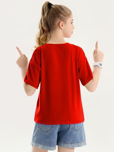 Image of Girls Short Sleeve T Shirts Kids Summer Crewneck Tops Basic Tees 5-14 Years