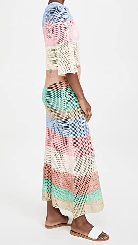 Women's Crochet Cover Ups for Bikini Swimsuit Half Sleeve Bathing Suit Rainbow Swimwear Long Beach Dresses2