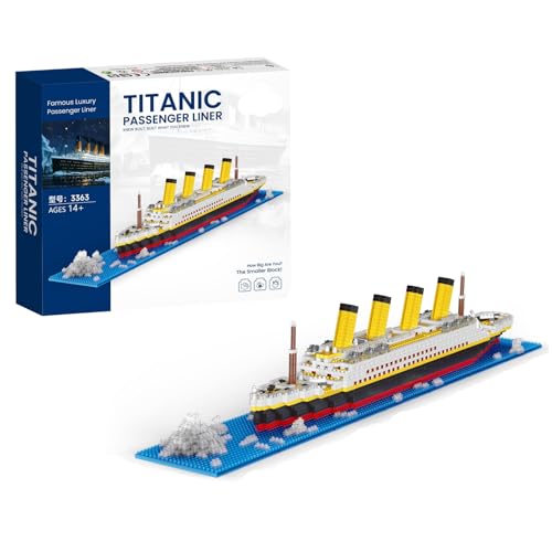 Aigidusansu Titanic Ship Model Micro Building Blocks Kit 2000+ PCS Blocks Bricks Toy Birthday Gifts Prizes Suitable for 14+ Teens Adults