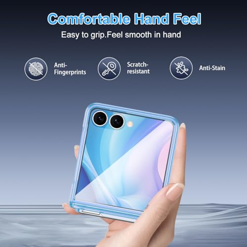 Shecaset for Galaxy Z Flip 7 Case,[Compatible with MagSafe][Built-in Screen Protector][Kickstand][Hinge Protection],Hard PC Slim Fit Shockproof Protective Case for Samsung Galaxy Z Flip 7,Sky Blue - image 3