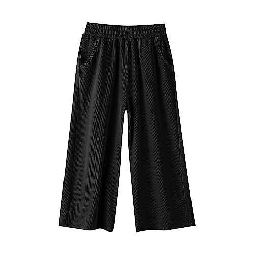Toddler Girls Casual Pants High Waist Wide Leg Flowy Long Trousers with Pockets High Waist Straight Leg Pants